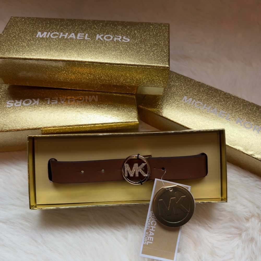 Michael Kors Gold and Brown Belt Luxurious Accessory